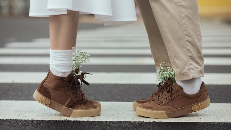 Couple practicing walking meditation
